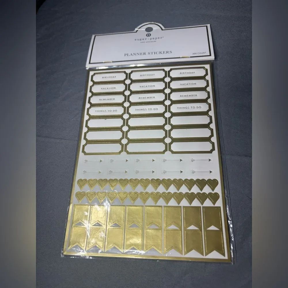 365 New Gold and White Planner Stickers